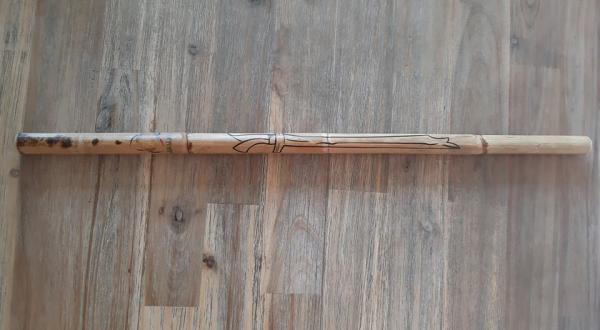 Einzelner Rattanstock bedruckt - grosses Schwert